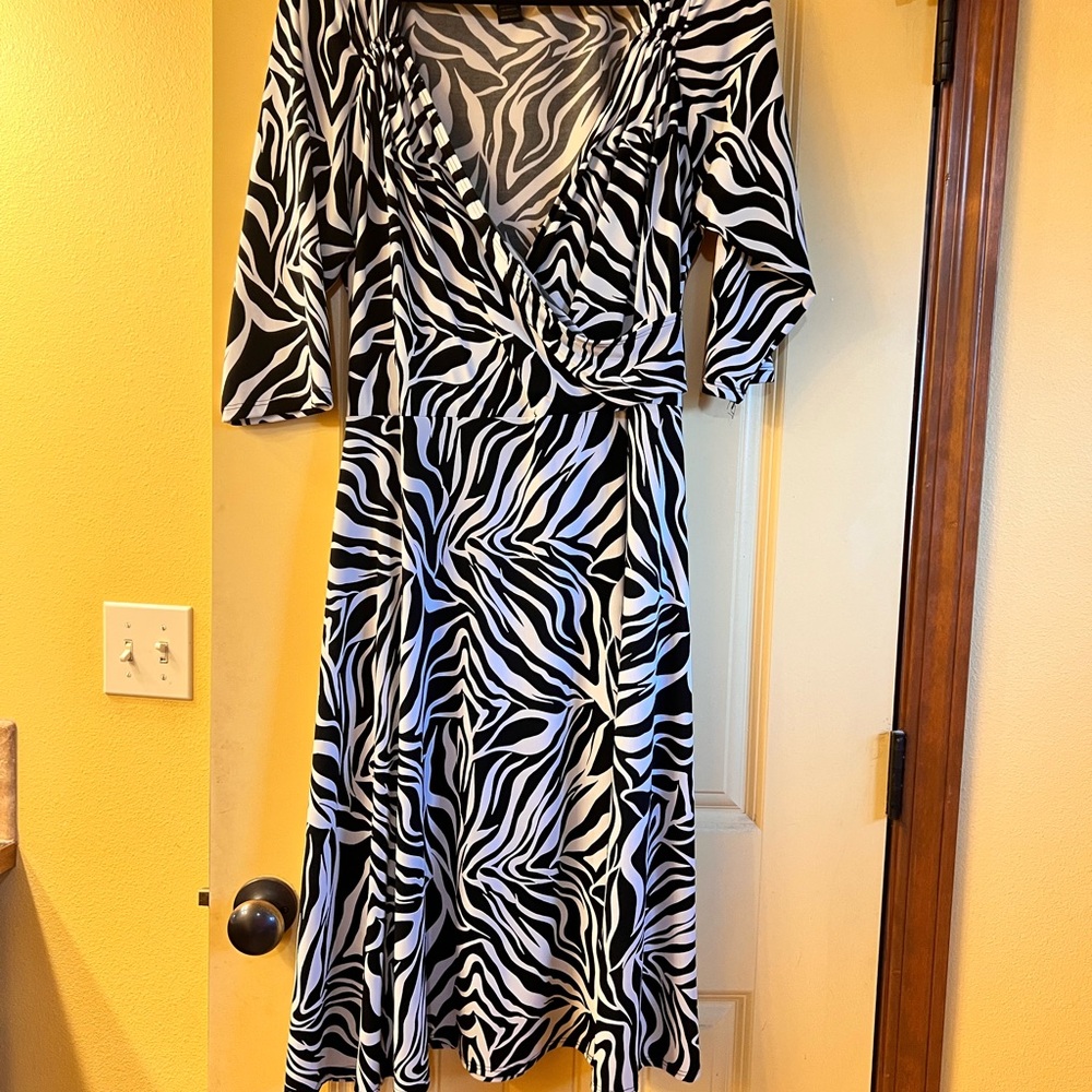 Lane Bryant Black and White Zebra Print Dress